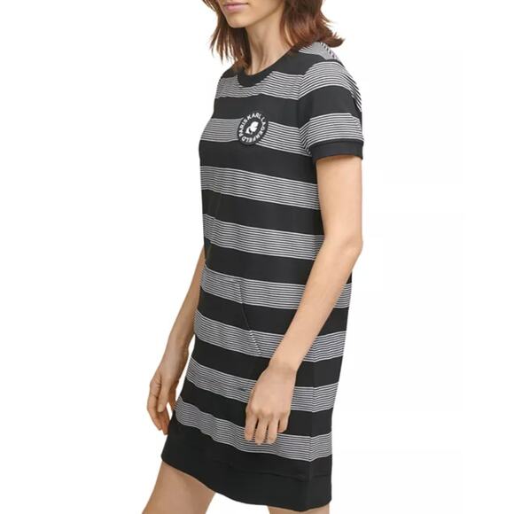 KARL LAGERFELD Paris Striped Logo Patch Dress with Pocket - Picture 3 of 9